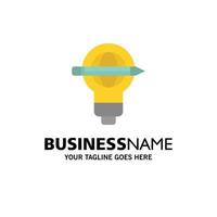 Success Pen Globe Bulb Light Business Logo Template Flat Color vector