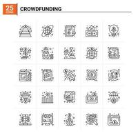 25 fondo de vector de conjunto de iconos de crowdfunding