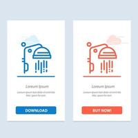 Bathroom Clean Shower  Blue and Red Download and Buy Now web Widget Card Template vector