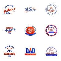 Happy fathers day 9 Blue and red vintage retro type font Illustrator eps10 Editable Vector Design Elements