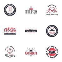 9 Black and Pink Happy Fathers Day Design Collection A set of twelve brown colored vintage style Fathers Day Designs on light background Editable Vector Design Elements