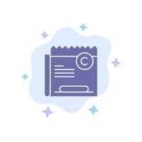 Copy Copyright Restriction Right File Blue Icon on Abstract Cloud Background vector