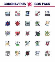 25 Flat Color Filled Line Coronavirus disease and prevention vector icon virus covid virus coronavirus service viral coronavirus 2019nov disease Vector Design Elements