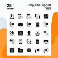 25 Help And Support Icon Set 100 Editable EPS 10 Files Business Logo Concept Ideas Solid Glyph icon design vector