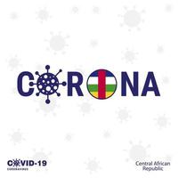 república centroafricana coronavirus tipografía covid19 bandera del país quédese en casa manténgase saludable cuide su propia salud vector