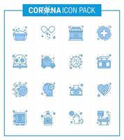 conjunto de iconos de prevención de coronavirus 25 signo de aprendizaje azul cerrado asistencia médica médica coronavirus viral 2019nov elementos de diseño de vectores de enfermedad