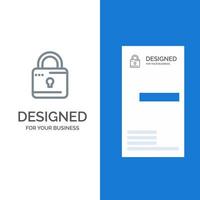 Lock Computing Locked Security Grey Logo Design and Business Card Template vector