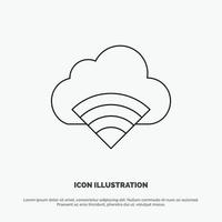 Cloud Connection Wifi Signal Vector Line Icon