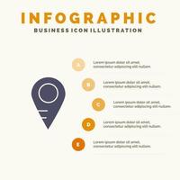 mapa ubicación escuela sólido icono infografía 5 pasos presentación antecedentes vector