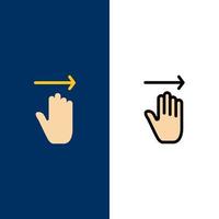 Hand Arrow Gestures right  Icons Flat and Line Filled Icon Set Vector Blue Background