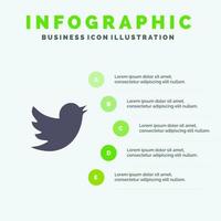 Network Social Twitter Solid Icon Infographics 5 Steps Presentation Background vector