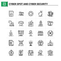 25 Cyber Spot And Cyber Security icon set vector background