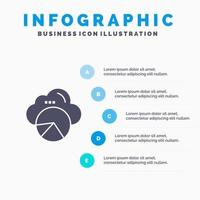 informes ciencia de datos en la nube ciencia de la nube icono sólido infografía 5 pasos antecedentes de presentación vector