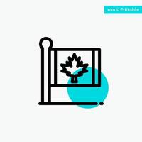 Flag Autumn Canada Leaf Maple turquoise highlight circle point Vector icon