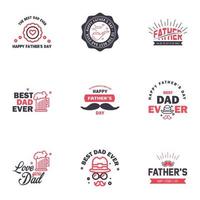 Happy fathers day 9 Black and Pink Typography Fathers day background design Fathers day greeting card Editable Vector Design Elements