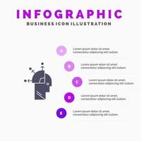 User Man Mind Programming Art Solid Icon Infographics 5 Steps Presentation Background vector