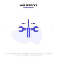 Our Services Cloud Computing Screwdriver Tooling Solid Glyph Icon Web card Template vector