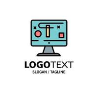 Computer Design Display Graphics Business Logo Template Flat Color vector