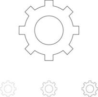 Cog Setting Gear Bold and thin black line icon set vector