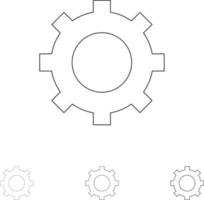 Cog Setting Gear Bold and thin black line icon set vector