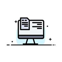 Computer File Education Online  Business Flat Line Filled Icon Vector Banner Template