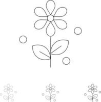 Flower Easter Nature Bold and thin black line icon set vector