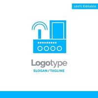 enrutador dispositivo señal wifi radio azul sólido logotipo plantilla lugar para eslogan vector