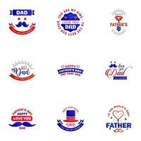 happy fathers day 9 Blue and red text design Vector calligraphy Typography poster Usable as background Editable Vector Design Elements