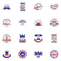 Happy fathers day 16 Blue and red vintage retro type font Illustrator eps10 Editable Vector Design Elements