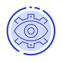 ojo producción creativa negocio creativo producción moderna línea punteada azul icono de línea vector