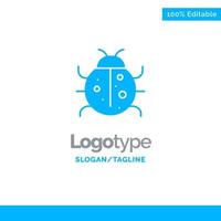 Cute Insect Ladybug Nature Spring Blue Solid Logo Template Place for Tagline vector