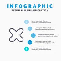 Delete Cancel Close Cross Line icon with 5 steps presentation infographics Background vector