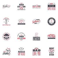 Happy fathers day greeting cards set 16 Black and Pink Vector typography lettering Usable for banners print You are the best dad text design Editable Vector Design Elements