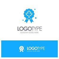 Leaf Award Badge Quality Blue Solid Logo with place for tagline vector