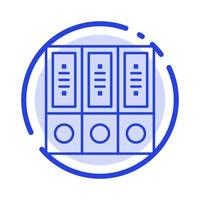 Files Archive Data Database Documents Folders Blue Dotted Line Line Icon vector