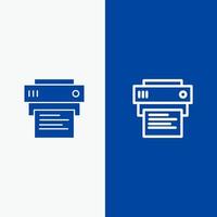 Printer Print Printing Education Line and Glyph Solid icon Blue banner vector