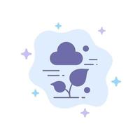 Plant Cloud Leaf Technology Blue Icon on Abstract Cloud Background vector