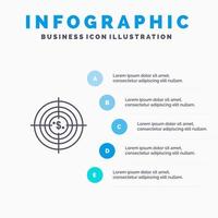 objetivo objetivo negocio efectivo fondos financieros caza dinero línea icono con 5 pasos presentación infografía fondo vector