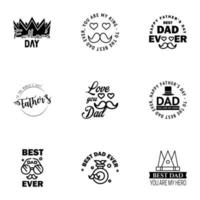 Happy fathers day 9 Black Lettering happy fathers day Editable Vector Design Elements