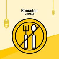 plantilla de saludo ramadan kareem media luna islámica y linterna árabe ilustración vectorial vector