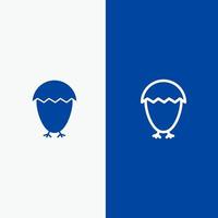 Bird Easter Egg Food Line and Glyph Solid icon Blue banner Line and Glyph Solid icon Blue banner vector