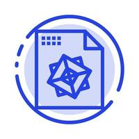 procesamiento de archivos diseño 3d línea punteada azul icono de línea vector