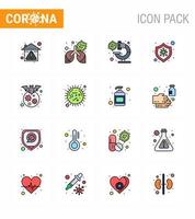 Covid19 Protection CoronaVirus Pendamic 16 Flat Color Filled Line icon set such as bat virus pneumonia protection virus viral coronavirus 2019nov disease Vector Design Elements