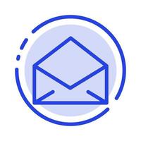 correo electrónico mensaje de correo abierto línea punteada azul icono de línea vector