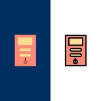 Computer Cpu Pc Stabilizer  Icons Flat and Line Filled Icon Set Vector Blue Background