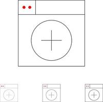 agregar ventana nueva aplicación de gráficos conjunto de iconos de línea negra en negrita y delgada vector