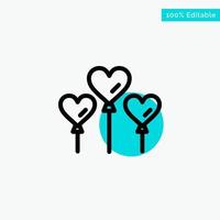 Heart Balloon Love turquoise highlight circle point Vector icon