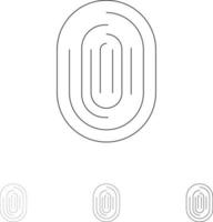 Fingerprint Identity Recognition Scan Scanner Scanning Bold and thin black line icon set vector