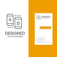 Ad Marketing Online Tablet Grey Logo Design and Business Card Template vector