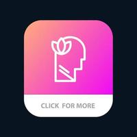 Mental Relaxation Mind Head Mobile App Button Android and IOS Line Version vector